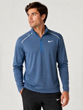 Nike Dri-FIT 1/4 Zip Pullover XL Blue Running Athletic Top 24x31